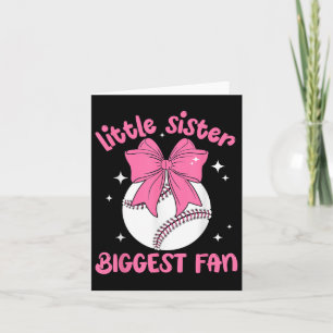 Cute Bow Coquette Little Sister Biggest Fan Baseba Card