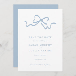 Cute Bow Demure Save the Date Invitation