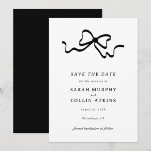 Cute Bow Demure Save the Date Invitation
