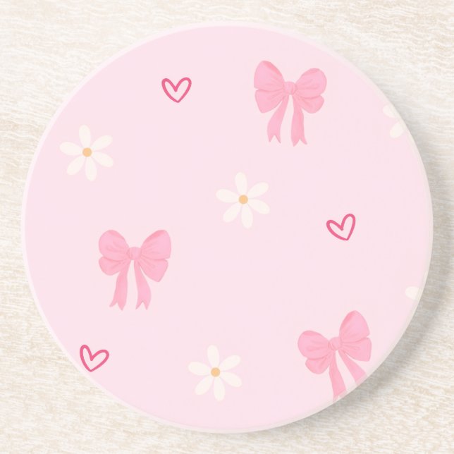 “Cute Bow Floral Heart coaster 🎀🌸 (Front)