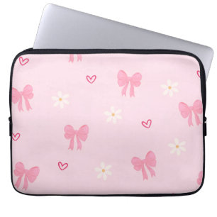 “Cute Bow Floral Heart laptop bag 🎀🌸