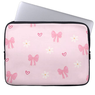 “Cute Bow Floral Heart laptop bag 🎀🌸