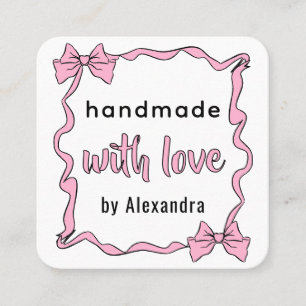 Cute Bow Frame Handmade by Kraft Square Business Card