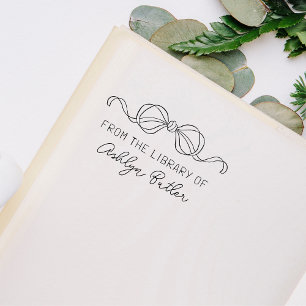 Cute Bow Personal Library Book Self Inking Stamp