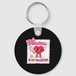 Cute bow pickleball is valentines day pickleball key ring