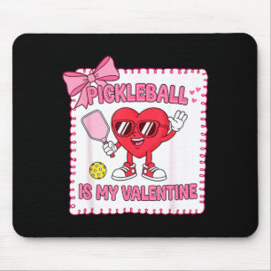 Cute bow pickleball is valentines day pickleball mouse pad
