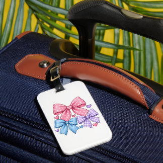 Cute Bow Ribbon Pattern – Pink Blue & Purple Bow Luggage Tag