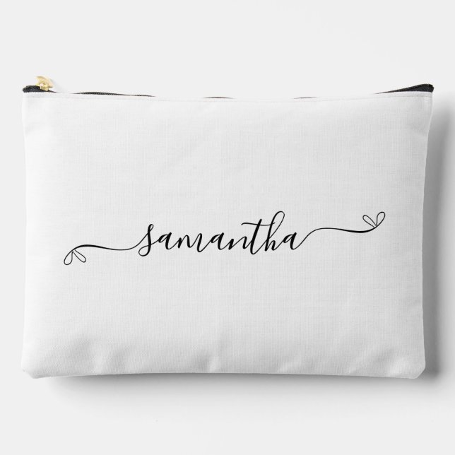 Cute Bow Signature Name Accessory Pouch (Front)