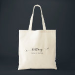 Cute Bow Signature Name Maid of Honour Tote Bag<br><div class="desc">Create your own personalised or monogramed tote bag for your maid of honour. You can customise the colour or size of the modern cute tiny coquette style bow swash handwritten calligraphy script style and size as needed. Change the font and drop shadow colours of the signature script to match your...</div>