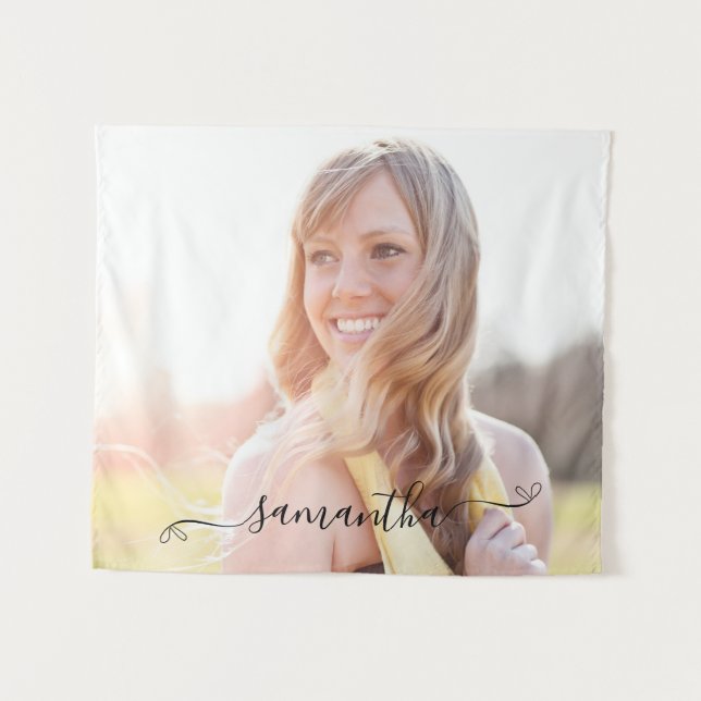Cute Bow Signature Name Tapestry (Front (Horizontal))