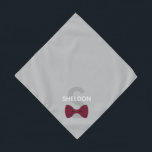 Cute Bow Tie Monogram Grey Small Pet Bandana<br><div class="desc">Your monogram and name over a grey canvas, finished with a cute burgundy bow tie. Fill in the template to add your pet's name, or remove the name option altogether; whichever you prefer. Background colour can be changed, using the edit menu. Text style, size, and colour can also be changed...</div>