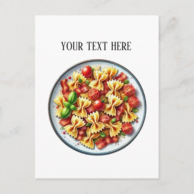 Cute bow tie pasta add text postcard (Front)