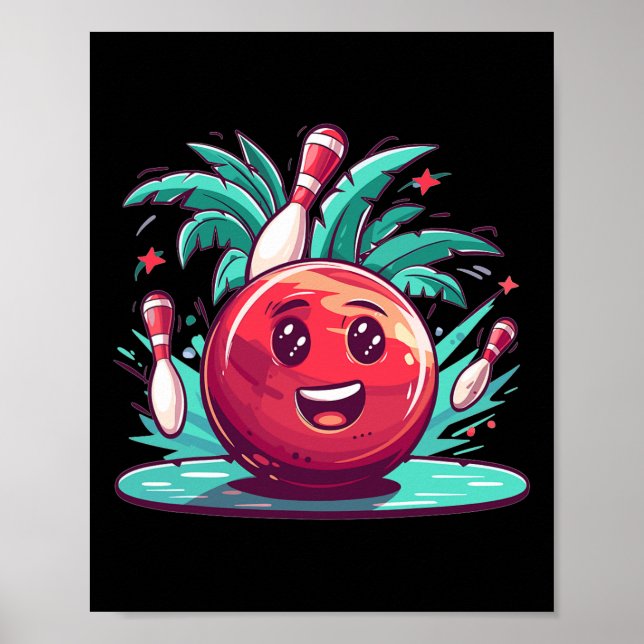 Cute Bowling Art I Kids Bowling  Poster (Front)