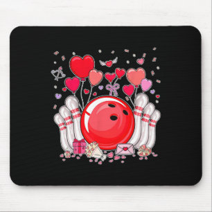 Cute Bowling Byll Valentine Heart Lover Player Bow Mouse Pad