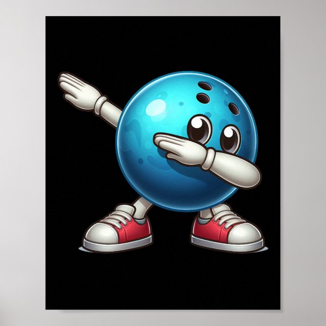 Cute Bowling Dab Bowler Bowling Ll Player Kids Boy Poster (Front)