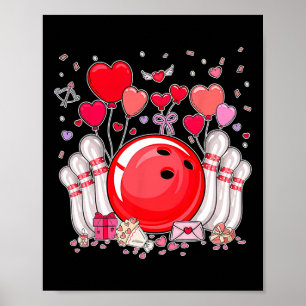 Cute Bowling Ll Valentine Heart Lover Player Bowle Poster