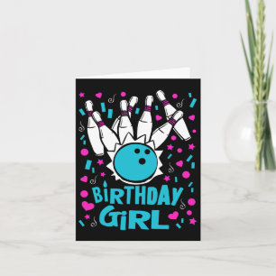 Cute Bowling Party Birthday Girl Kids Pins Bowler  Card