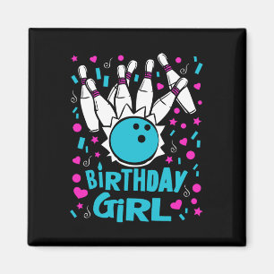 Cute Bowling Party Birthday Girl Kids Pins Bowler Magnet