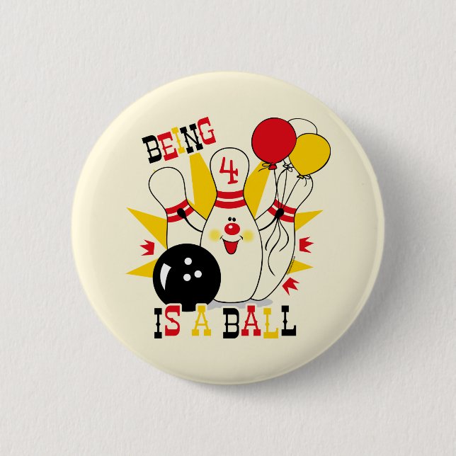 Cute Bowling Pin Birthday Button (Front)