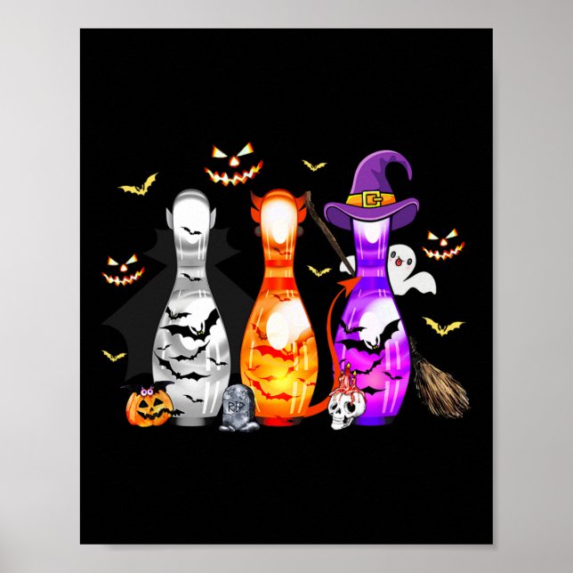 Cute Bowling Pin Halloween Spooky Costume  Poster (Front)