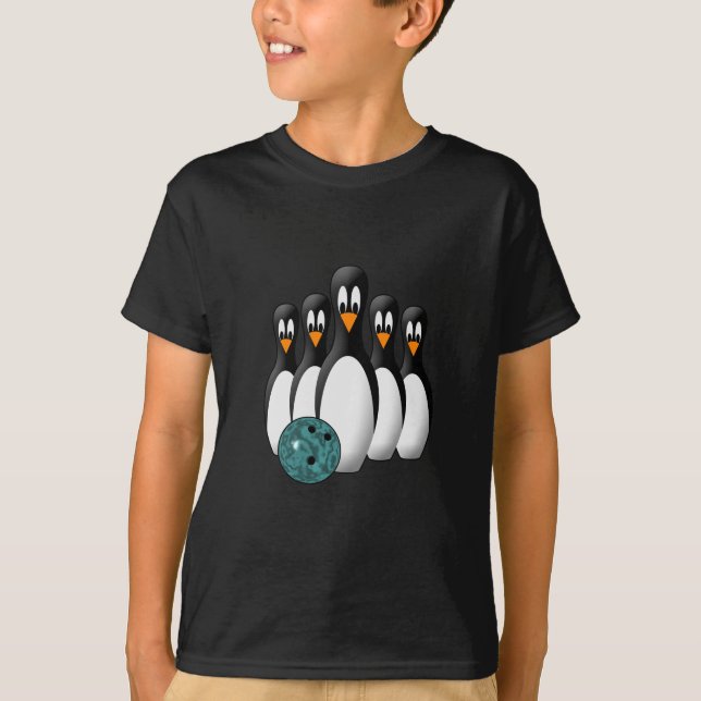 Cute Bowling Pin Penguins T-Shirt (Front)