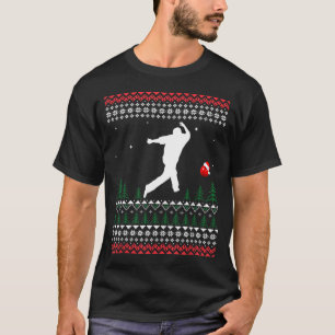 Cute Bowling Player Santa Claus Hat Ugly Christmas T-Shirt