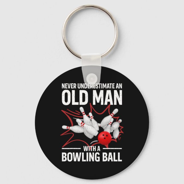 Cute Bowling Women Men Grandpa Bowler Team Bowlin  Key Ring (Front)
