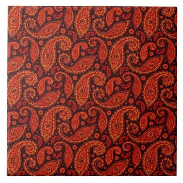 Cute bown swirl paisley patterns tile (Front)