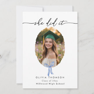 Cute Bows Multi Photo Graduation Party Invite