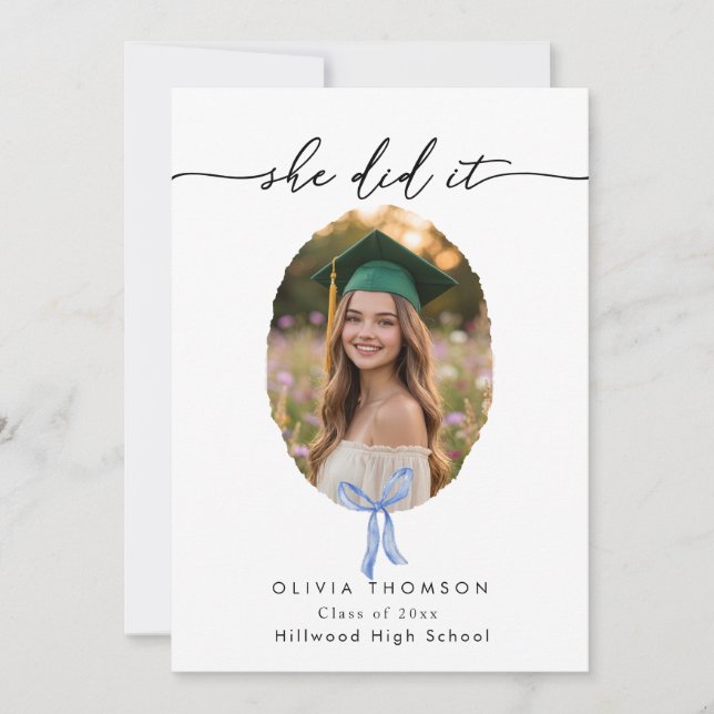 Cute Bows Multi Photo Graduation Party Invite (Front)