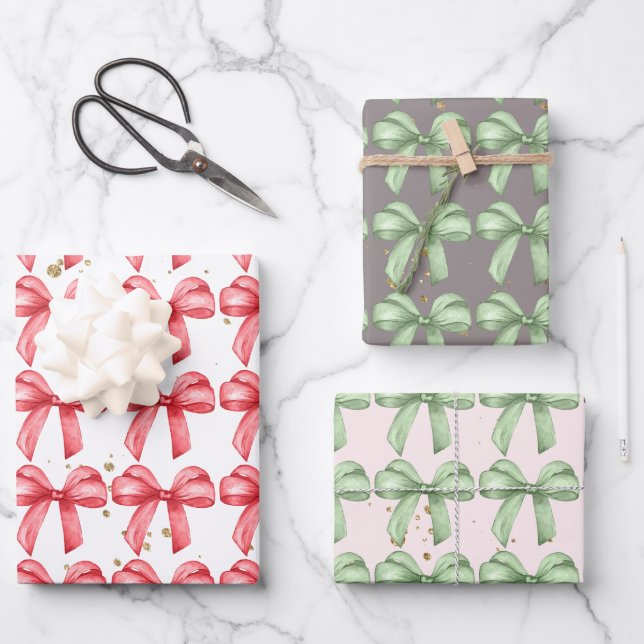 Cute bows wrapping paper. Gift wrapping.  Paper Sheet (Front)