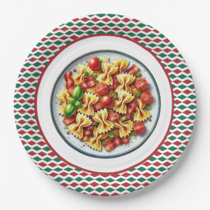 Cute bowtie pasta lovers dinner paper plate