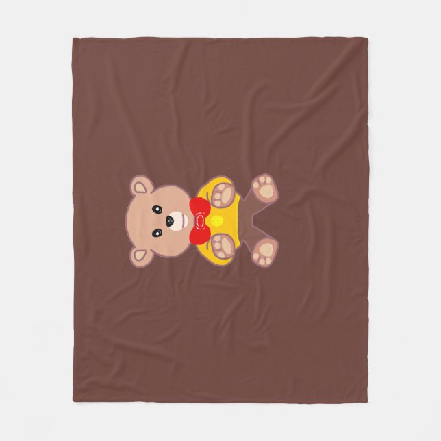 Cute Bowtie Teddy Bear  Fleece Blanket (Front)