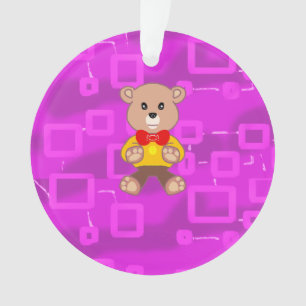 Cute Bowtie Teddy Bear Spaceship Ornament