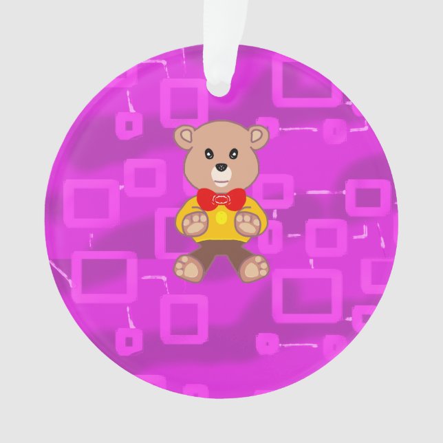Cute Bowtie Teddy Bear  Spaceship  Ornament (Front)