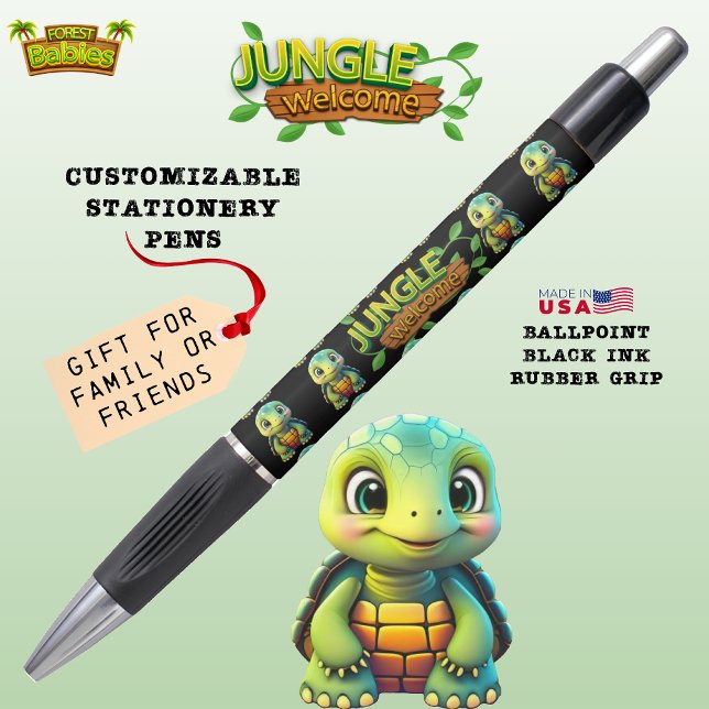 Cute Box Turtle, Tortoise Back to School Supply 🐢 (Cute Tortoise Adorable Box Turtle Woodland Wildlife Cartoon Graphic Animal Character Ink Pen 🐢)