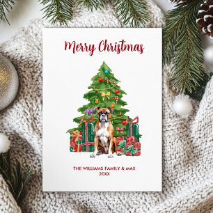 Cute Boxer Dog Christmas Card