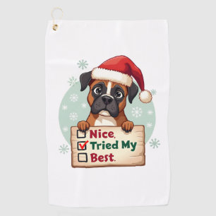 Cute Boxer dog Dog Christmas Nice Tried my Best ( Golf Towel