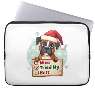 Cute Boxer dog Dog Christmas Nice Tried my Best ( Laptop Sleeve