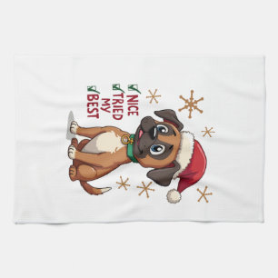 Cute Boxer dog Dog Christmas Nice Tried my Best ( Tea Towel