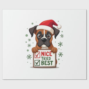 Cute Boxer dog Dog Christmas Nice Tried my Best ( Wrapping Paper