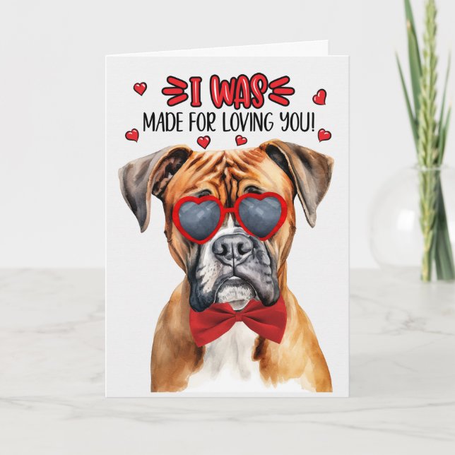 Cute Boxer Dog Loving You Valentine's Day Holiday Card (Front)