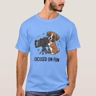 Cute Boxer Dog Photography Graphic Dark Colour T-Shirt