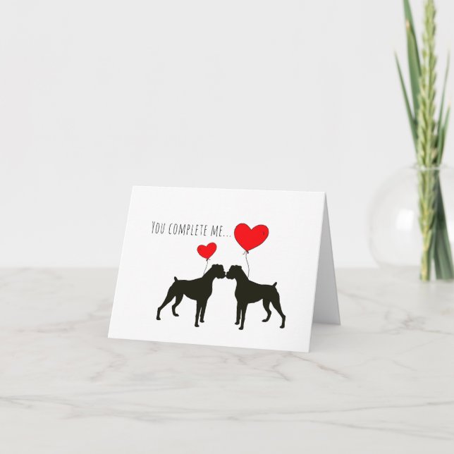 Cute Boxer Dog Valentine Card (Front)