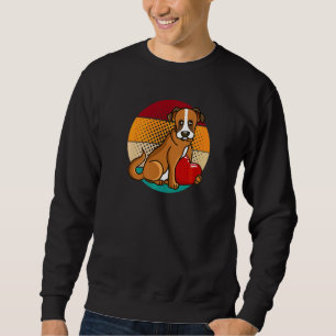 Cute Boxer Dog Valentines Day Heart Retro Sunset Sweatshirt