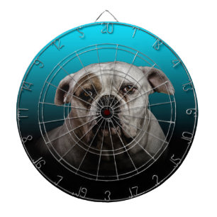 Cute Boxer Dog w Blue Black Gradient  background Dartboard