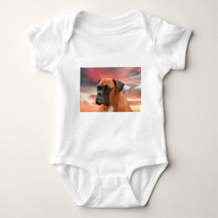 Cute Boxer Dog Water Colour Oil Painting Art Baby Bodysuit