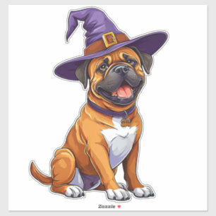 Cute Boxer Dog Wearing Halloween Wizard Hat