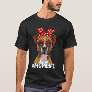 Cute Boxer Dog with Red Polka Dot Bandanna T-Shirt