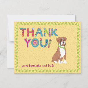Cute Boxer Fun Colourful Floral Letters         Thank You Card